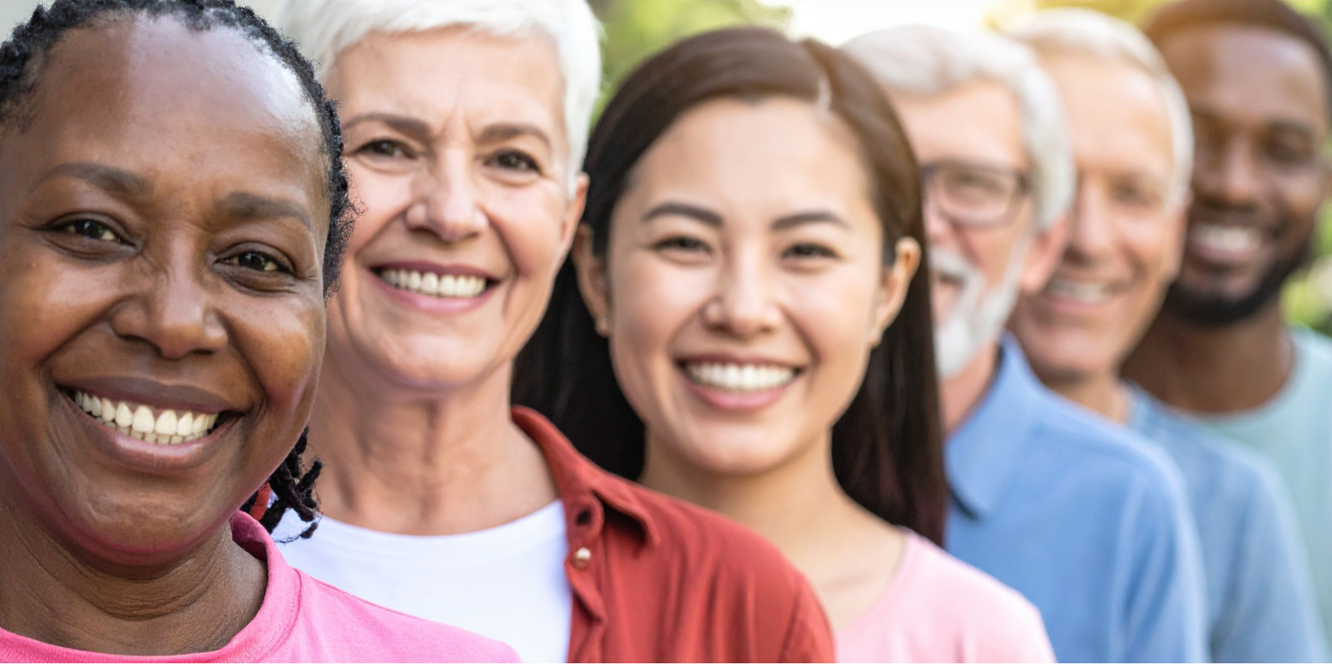 A group of people smiling